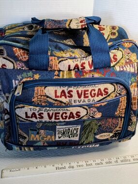Las Vegas Printed Blue Travel Duffle Bag